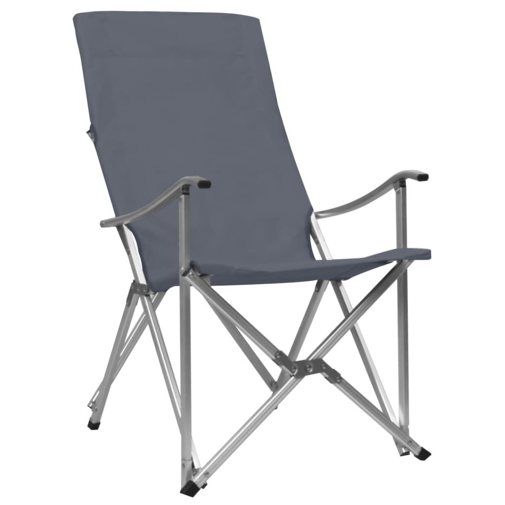 Foldable Camping Chairs 2 pcs Grey